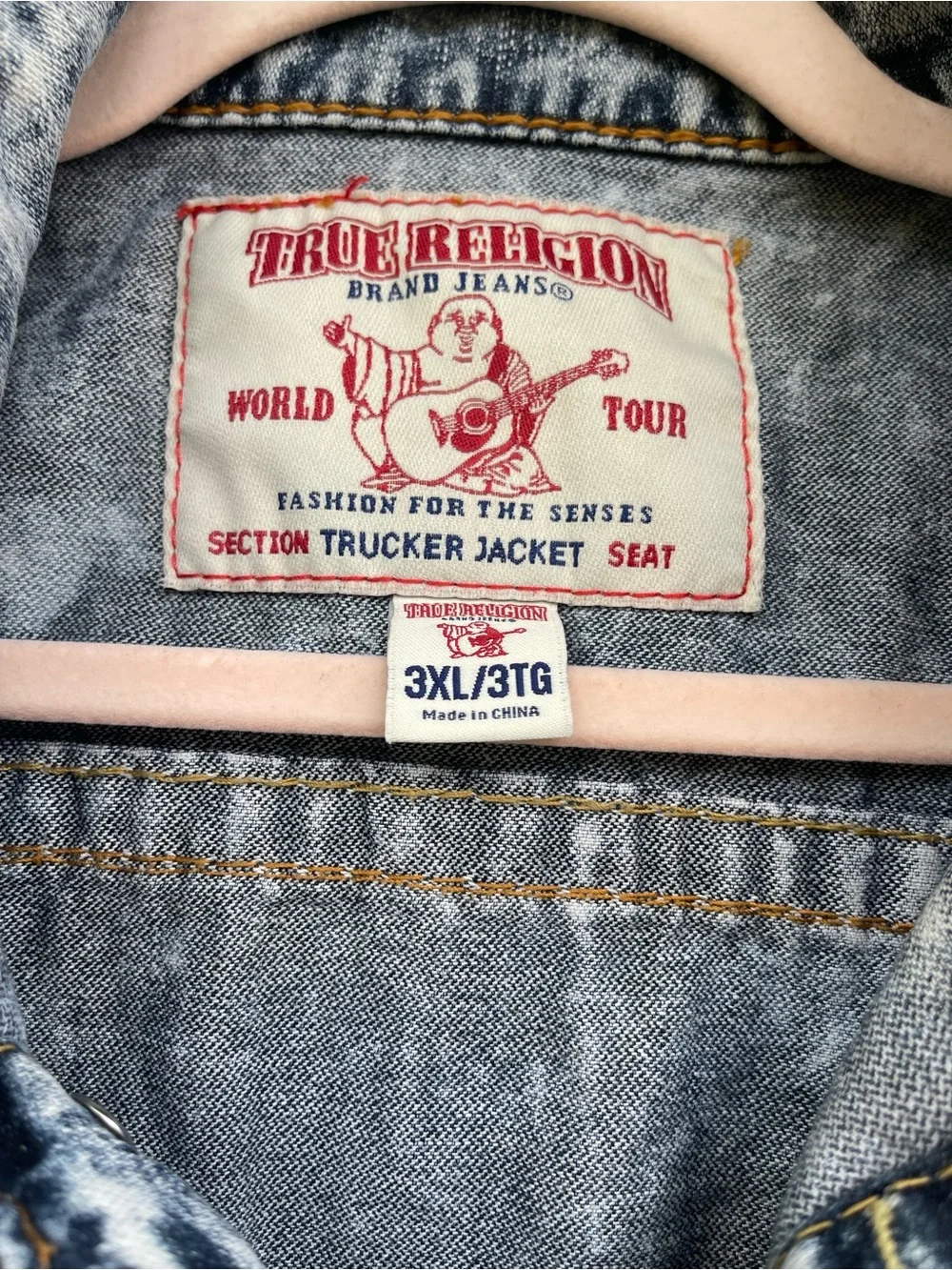 True Religion Acid Wash Denim Trucker Vest Sleeveless Jean Jacket Big Tall 3XL